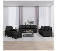 VIDAXL - Set Di Divani 4 Pz Con Cuscini Nero In Similpelle