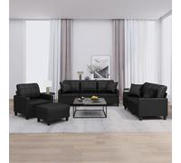 VIDAXL - Set Di Divani 4 Pz Con Cuscini Nero In Similpelle