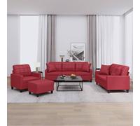 vidaXL Set di Divani 4 pz con Cuscini Rosso Vino in Similpelle
