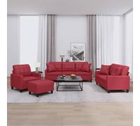 VidaXL Set di Divani 4 pz con Cuscini Rosso Vino in Similpelle