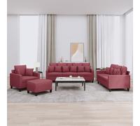 vidaXL Set di Divani 4 pz con Cuscini Rosso Vino in Tessuto