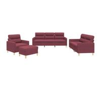 vidaXL Set di Divani 4 pz con Cuscini Rosso Vino in Tessuto