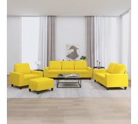 vidaXL Set di Divani 4 pz Giallo Chiaro in Tessuto
