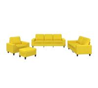vidaXL Set di Divani 4 pz Giallo Chiaro in Tessuto