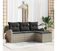 Set di divani 4 pz Grigio chiaro polyrattan