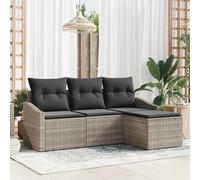 Set di divani con cuscino 4 pcs Grigio chiaro polyrattan