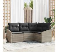 Set di divani 4 pz Grigio chiaro polyrattan