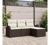 Set di divani 4 pz Marrone e bianco polyrattan