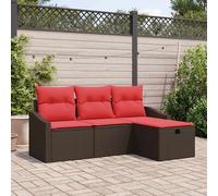 vidaXL Set di divani 4 pz Marrone Poly Rattan | Allestiscilo come vuoi, Fatto con cura per un tocco unico, Perfetto per ogni clima