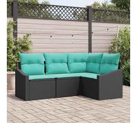 Set di divani 4 pz Nero polyrattan
