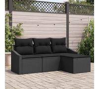 vidaXL Set di divani 4 pz Nero polyrattan