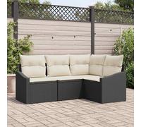 vidaXL Set di divani 4 pz Nero polyrattan