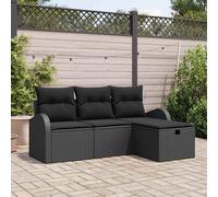 Set di divani 4 pz Nero polyrattan