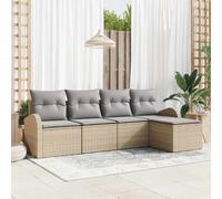 vidaXL Set di divani 5 pcs Beige e Grigio Chiaro polyrattan