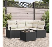 vidaXL Set di divani 5 pcs Nero polyrattan