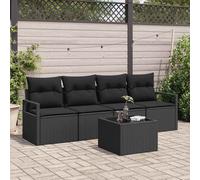 Set di divani con cuscino 5 pcs Nero polyrattan