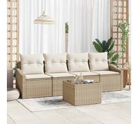 Set di divani 5 pz Beige e Crema polyrattan