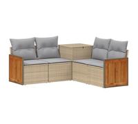 vidaXL Set di divani 5 pz Beige e Grigio Chiaro
