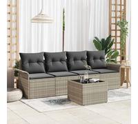 Set di divani con cuscino 5 pcs Grigio chiaro polyrattan