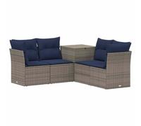 vidaXL Set di divani 5 pz Grigio e Blu Navy Rattan sintetico e Acciaio