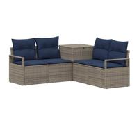 vidaXL Set di divani 5 pz Grigio e Blu Navy Rattan sintetico e Acciaio