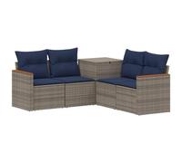vidaXL Set di divani 5 pz Grigio e Blu Navy Rattan sintetico e Acciaio