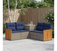 vidaXL Set di divani 5 pz Grigio e Blu Navy Rattan sintetico e Acciaio