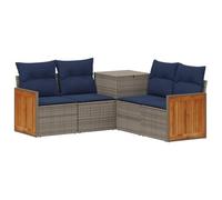 vidaXL Set di divani 5 pz Grigio e Blu Navy Rattan sintetico e Acciaio