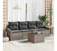 Set di divani con cuscino con cuscino 5 pcs Grigio polyrattan