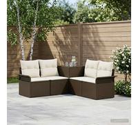 vidaXL Set di divani 5 pz Marrone e Bianco Crema