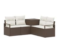 vidaXL Set di divani 5 pz Marrone e Bianco Crema