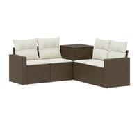 vidaXL Set di divani 5 pz Marrone e Bianco Crema