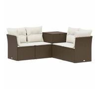vidaXL Set di divani 5 pz Marrone e Bianco Crema