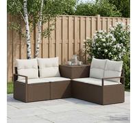 vidaXL Set di divani 5 pz Marrone e Bianco Crema