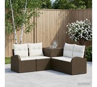 vidaXL Set di divani 5 pz Marrone e Bianco Crema