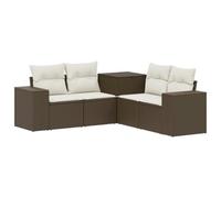 vidaXL Set di divani 5 pz Marrone e Bianco Crema