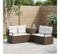 vidaXL Set di divani 5 pz Marrone e Bianco Crema