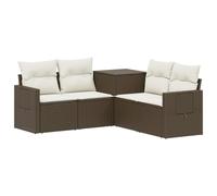 vidaXL Set di divani 5 pz Marrone e Bianco Crema