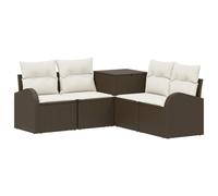 vidaXL Set di divani 5 pz Marrone e Bianco Crema