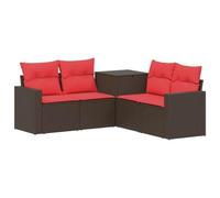 vidaXL Set di divani 5 pz Marrone e Rosso Rattan sintetico e Acciaio