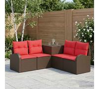 vidaXL Set di divani 5 pz Marrone e Rosso Rattan sintetico e Acciaio
