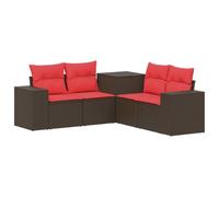 vidaXL Set di divani 5 pz Marrone e Rosso Rattan sintetico e Acciaio