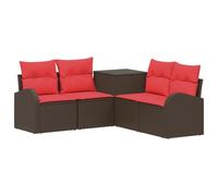 vidaXL Set di divani 5 pz Marrone e Rosso Rattan sintetico e Acciaio