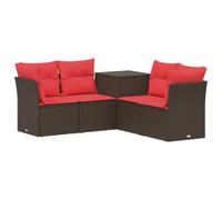 vidaXL Set di divani 5 pz Marrone e Rosso Rattan sintetico e Acciaio