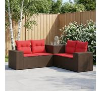 vidaXL Set di divani 5 pz Marrone e Rosso Rattan sintetico e Acciaio