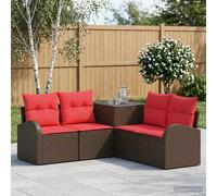 vidaXL Set di divani 5 pz Marrone e Rosso Rattan sintetico e Acciaio
