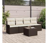 Set di divani con cuscino 5 pcs Marrone polyrattan