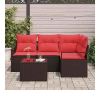 Set di divani con cuscino 5 pcs Marrone polyrattan