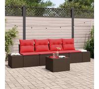 Set di divani con cuscino 5 pcs Marrone polyrattan