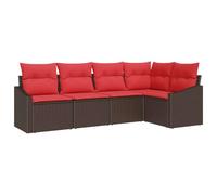 vidaXL Set di divani 5 pz Marrone polyrattan | Questo design modulare ti permette di disporlo come preferisci, Il polyrattan robusto è perfetto per l'uso all'aperto